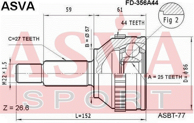Gelenksatz Antriebswelle Radseitig Asva-fd-356a44