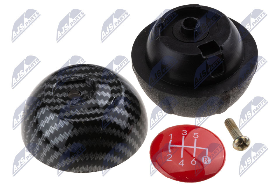SCHALTKNAUF passend für FIAT 500 ABARTH 2007-/BLACK CARBON FIBER TEXTURE-RED CAP-6 GÄNGE/