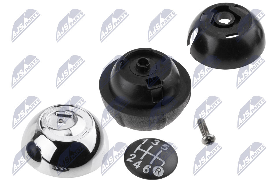 SCHALTKNAUF passend für FIAT 500 ABARTH 2007-/CHROME SILVER-BLACK CAP-6 GÄNGE/