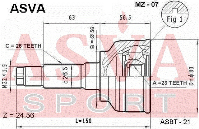 Gelenksatz Antriebswelle Radseitig Asva-mz-07