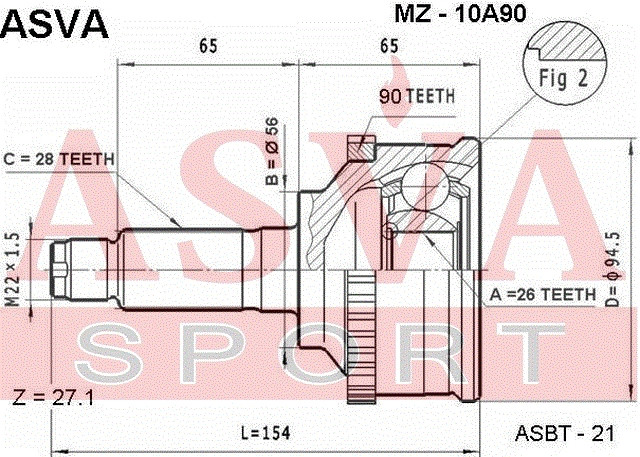 Gelenksatz Antriebswelle Radseitig Asva-mz-10a90