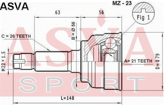 Gelenksatz Antriebswelle Radseitig Asva-mz-23