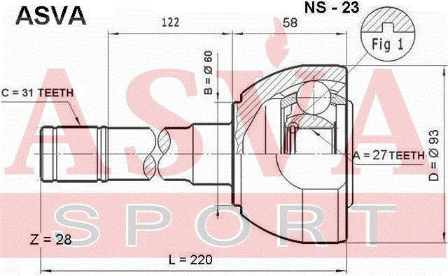 Gelenksatz Antriebswelle Radseitig Asva-ns-23
