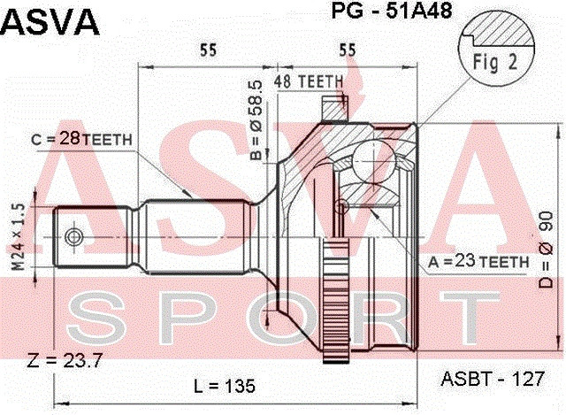 Gelenksatz Antriebswelle Radseitig Asva-pg-51a48