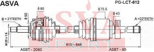 Antriebswelle Links Asva-pg-lct-612