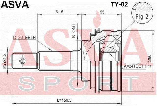 Gelenksatz Antriebswelle Radseitig Asva-ty-02