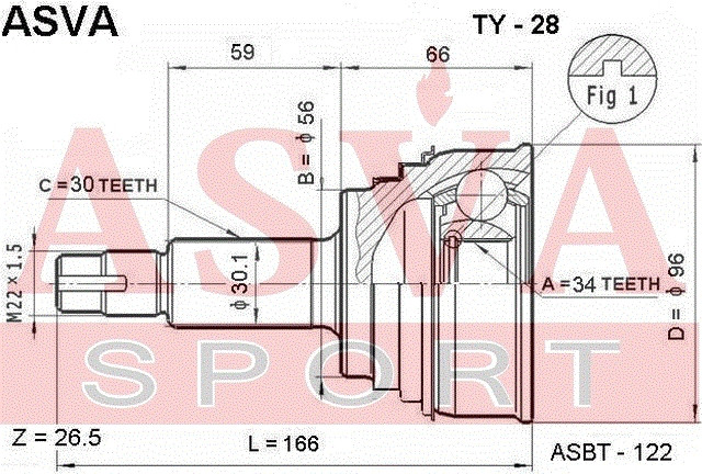 Gelenksatz Antriebswelle Radseitig Asva-ty-28