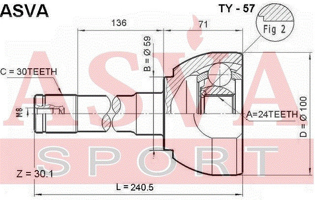 Gelenksatz Antriebswelle Radseitig Asva-ty-57