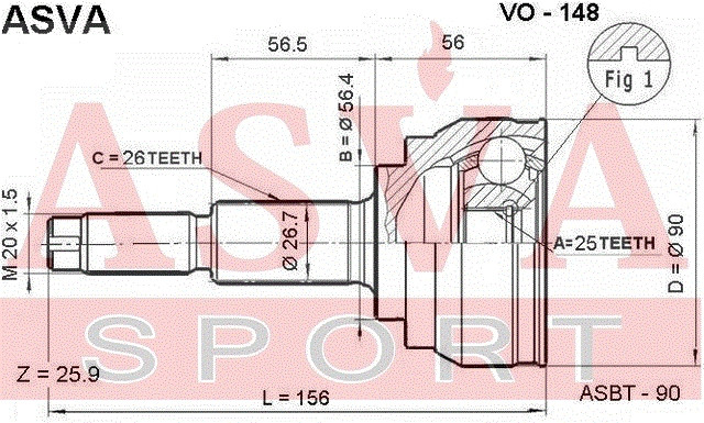 Gelenksatz Antriebswelle Radseitig Asva-vo-148