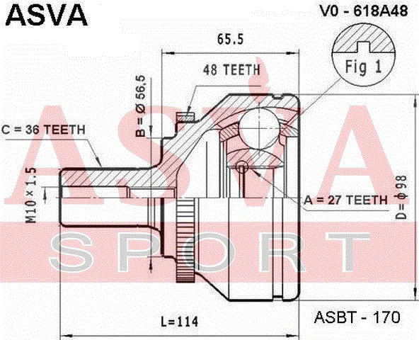 Gelenksatz Antriebswelle Radseitig Asva-vo-618a48