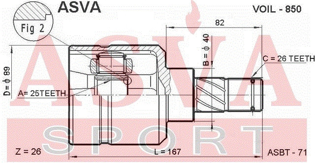 Gelenksatz Antriebswelle Getriebeseitig Links Asva-voil-850