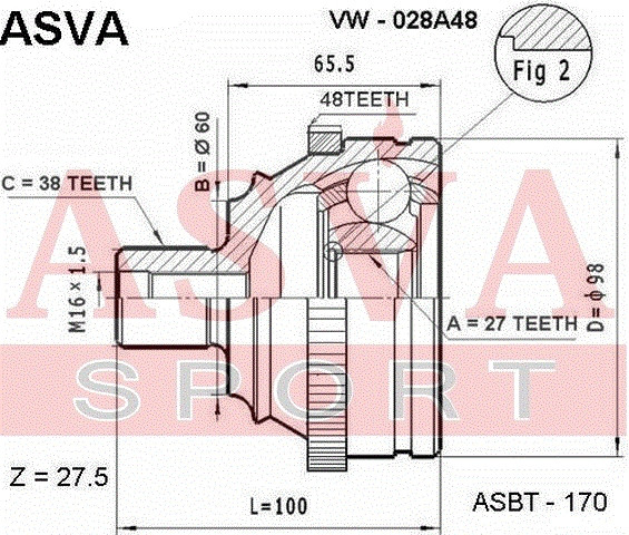Gelenksatz Antriebswelle Radseitig Asva-vw-028a48