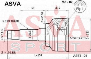 Gelenksatz Antriebswelle Radseitig Asva-mz-07