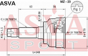 Gelenksatz Antriebswelle Radseitig Asva-mz-23