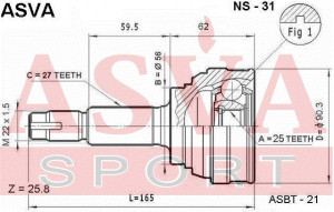 Gelenksatz Antriebswelle Radseitig Asva-ns-31