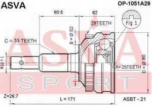 Gelenksatz Antriebswelle Radseitig Asva-op-1051a29