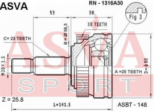 Gelenksatz Antriebswelle Radseitig Asva-rn-1316a30