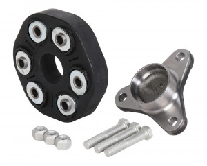 Dreiecksflansch mit Hardyscheibe TF-BM11012RC-60-DP für BMW 110mm 6x12mm H=38+28mm Rohr 60.5mm Zentrierhülse 14mm