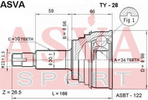 Gelenksatz Antriebswelle Radseitig Asva-ty-28