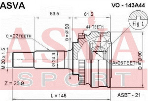 Gelenksatz Antriebswelle Radseitig Asva-vo-143a44