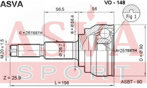 Gelenksatz Antriebswelle Radseitig Asva-vo-148