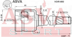 Gelenksatz Antriebswelle Getriebeseitig Rechts Asva-voir-850