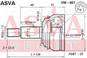 Gelenksatz Antriebswelle Radseitig Asva-vw-001